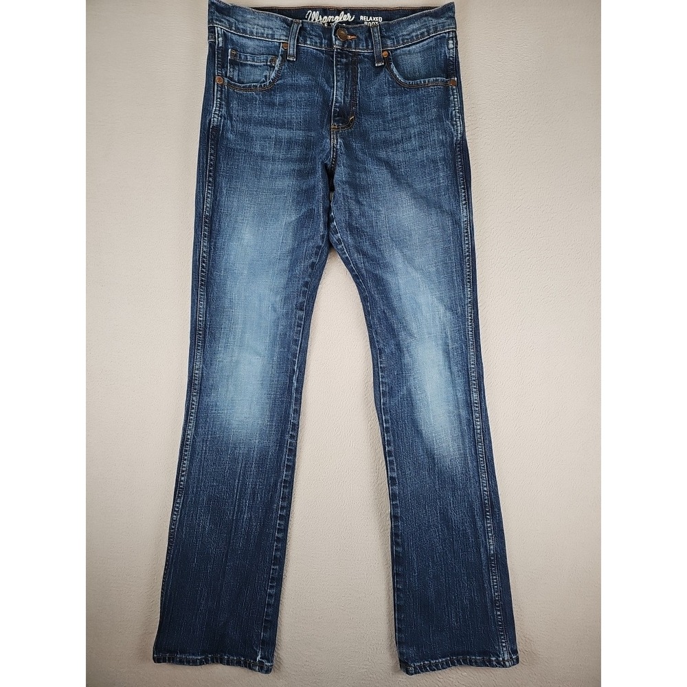 Wrangler Retro Jeans Men's 31x35 Blue Relaxed Boot Stretch Medium Wash